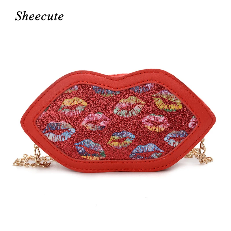 

Fashion Girls Shoulder Bags for Children's Small Bag Female 2019 Summer Creative Personality Lip Pack Chain Kids Messenger Bag