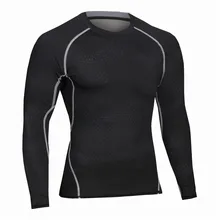 New Arrival Fitness Men Long Sleeve Tshirts Slim Fit Male Thermal Muscle Bodybuilding Compression Exercise Tights Tees