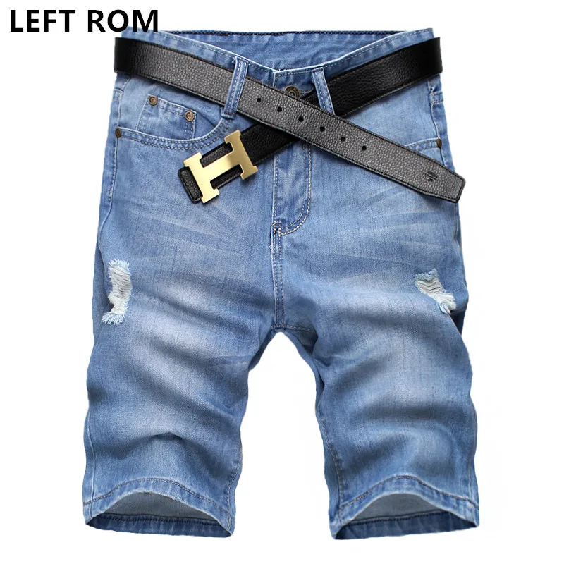 

LEFT ROM 2017 summer men's pants fashionable broken holes man jeans five pairs of pants shorts Leisure high-quality cotton 28-38