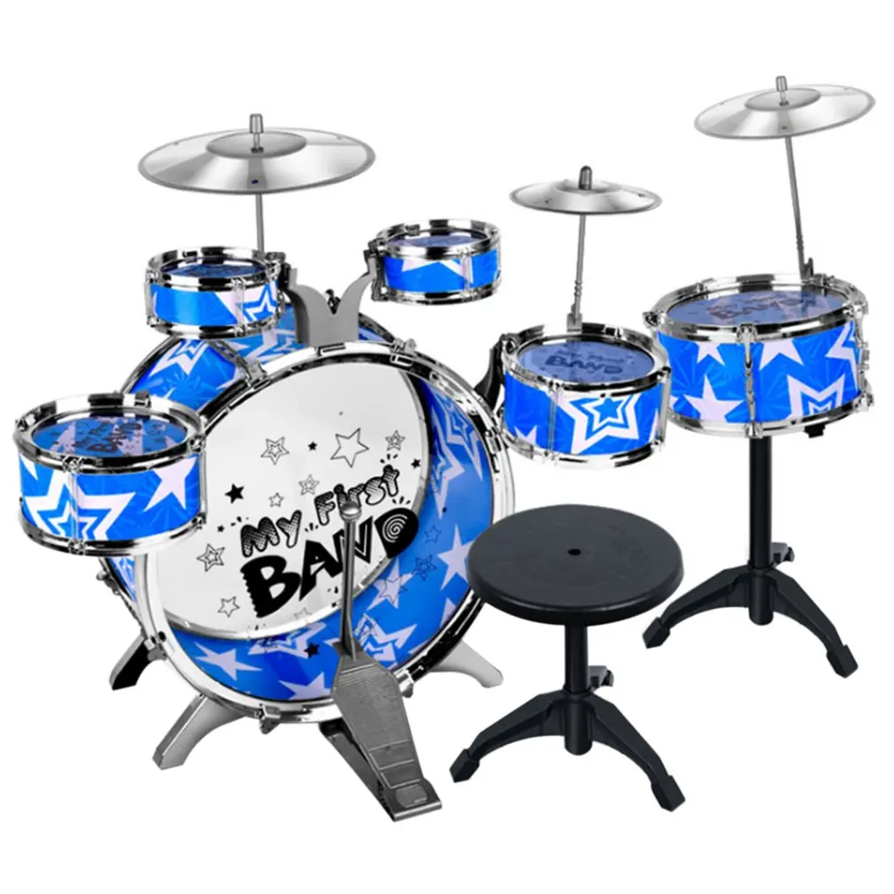 

Children Kids Educational Toy Percussion Instrument Playing Drum Set Kit Simulation Jazz Drum Kit with 6 Drums New