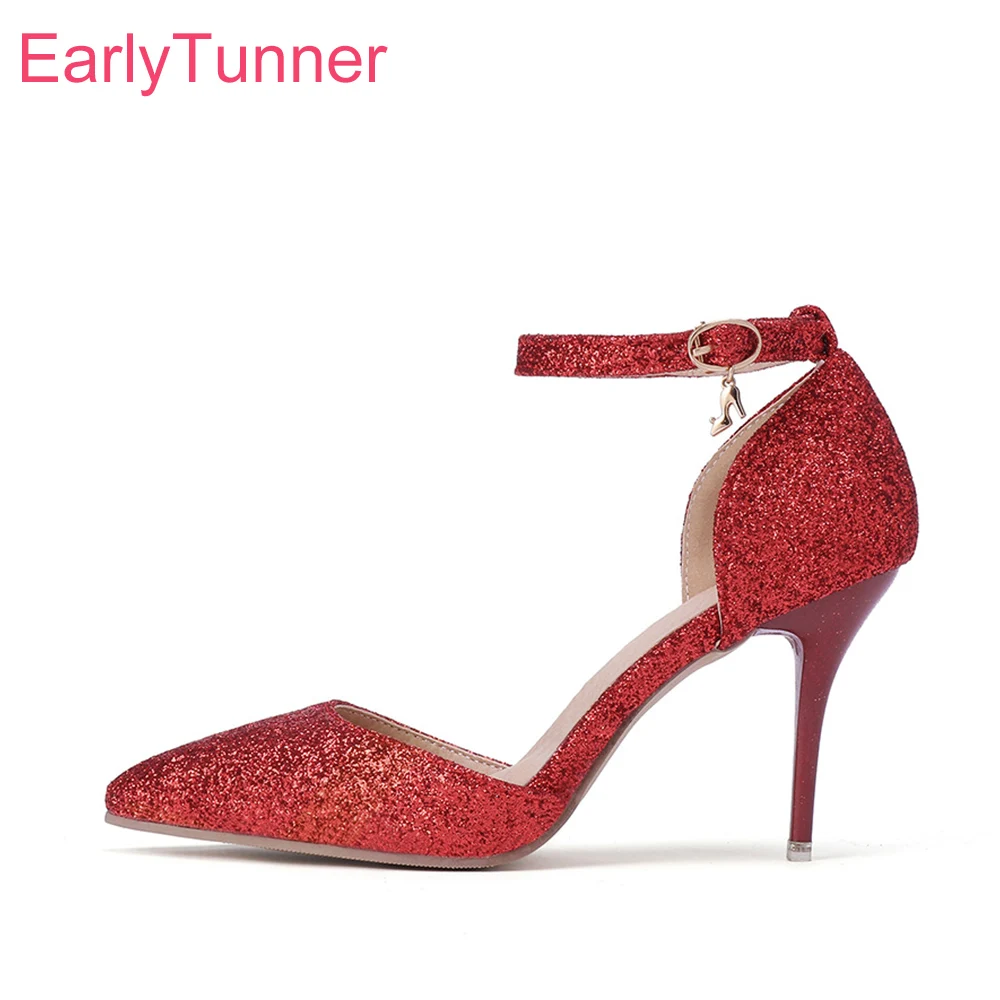 

2019 Brand New Summer Glossy Black Red Women Wedding Sandals Sexy High Heels Lady Shoes EM193 Plus Big Small Size 3 10 30 43 47