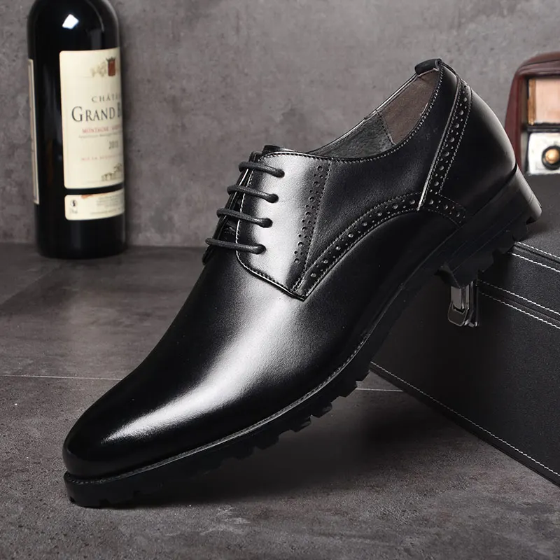 OSCO/Мужская обувь из натуральной кожи; сезон осень-зима; деловая модельная обувь; официальная Свадебная обувь; Мужская дышащая Роскошная офисная обувь с острым носком