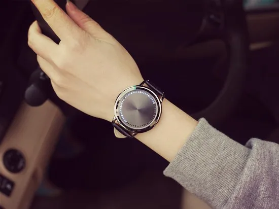 2020 Men Watches Men Led Watches Touch Screen Watch Fashion Unique Tree Pattern 60 Blue Lights Led Watch Leather reloj hombre