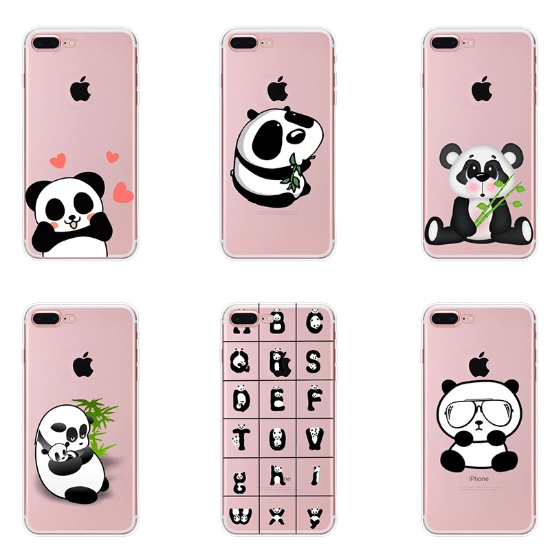 

Kawaii Cute Panda Eat Bamboo Cartoon Silicone Back Coque Soft TPU Phone Case for IPhone 6 6S 7 Plus 5 5S Capa Fundas Back Cover