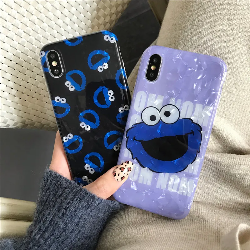 JAMULAR Cartoon Sesame Street Case Cover For iPhone XS MAX XR X 8 6 6s Plus Bling Conch Shell Phone Coque 7 Soft Capa |
