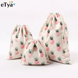 Хлопок Drawstring мешок Фрукты Ананас для женщин Дорожная сумка мешок на шнурке Экологичные шоппинг чехол для хранения