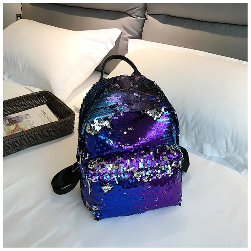 

New sequin shoulder bag female Japanese and Korean fashion street casual backpack Gradient color wild student bag female