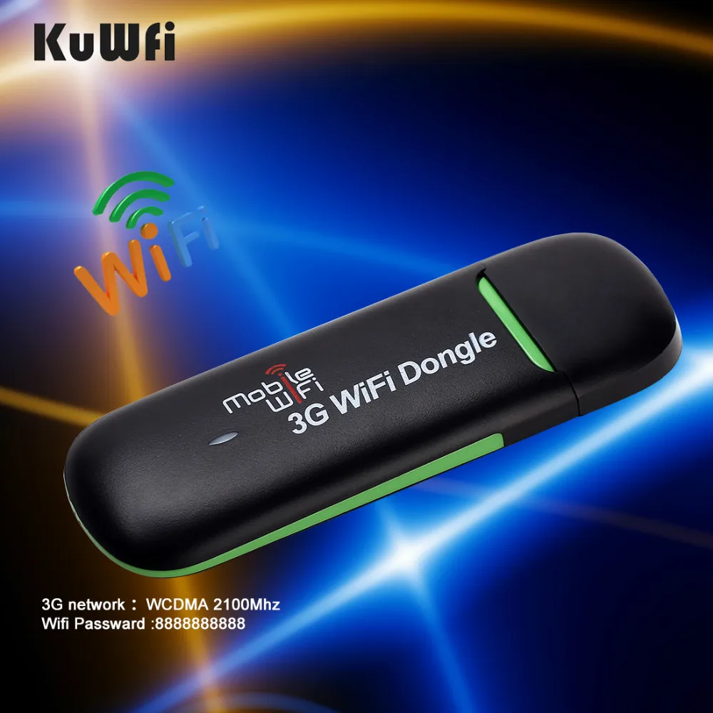 KuWFi 3G WiFi модем портативный USB Wi-Fi мобильный модем 3G беспроводной WiFi маршрутизатор Поддержка 3G 2100 МГц 7,2 Мбит/с Автомобильный ключ для точки доступа