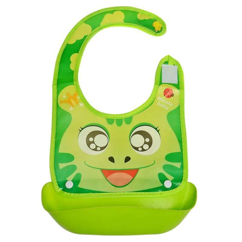 Съемный Детский нагрудник, водонепроницаемый передник для кормления, тканевый нагрудник для младенцев, многоразовый силиконовый нагрудник для мальчиков и девочек, От 0 до 6 лет - Цвет: Frog Green