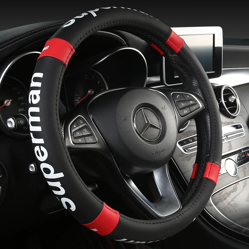 

KKYSYELVA Universal Car Steering Wheel Cover Leather Steering-wheel Covers Auto wheels Car Interior Accessories