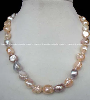 

wholesale unique 8-12mm nature freshwater pearl multicolor baroque necklace 17"