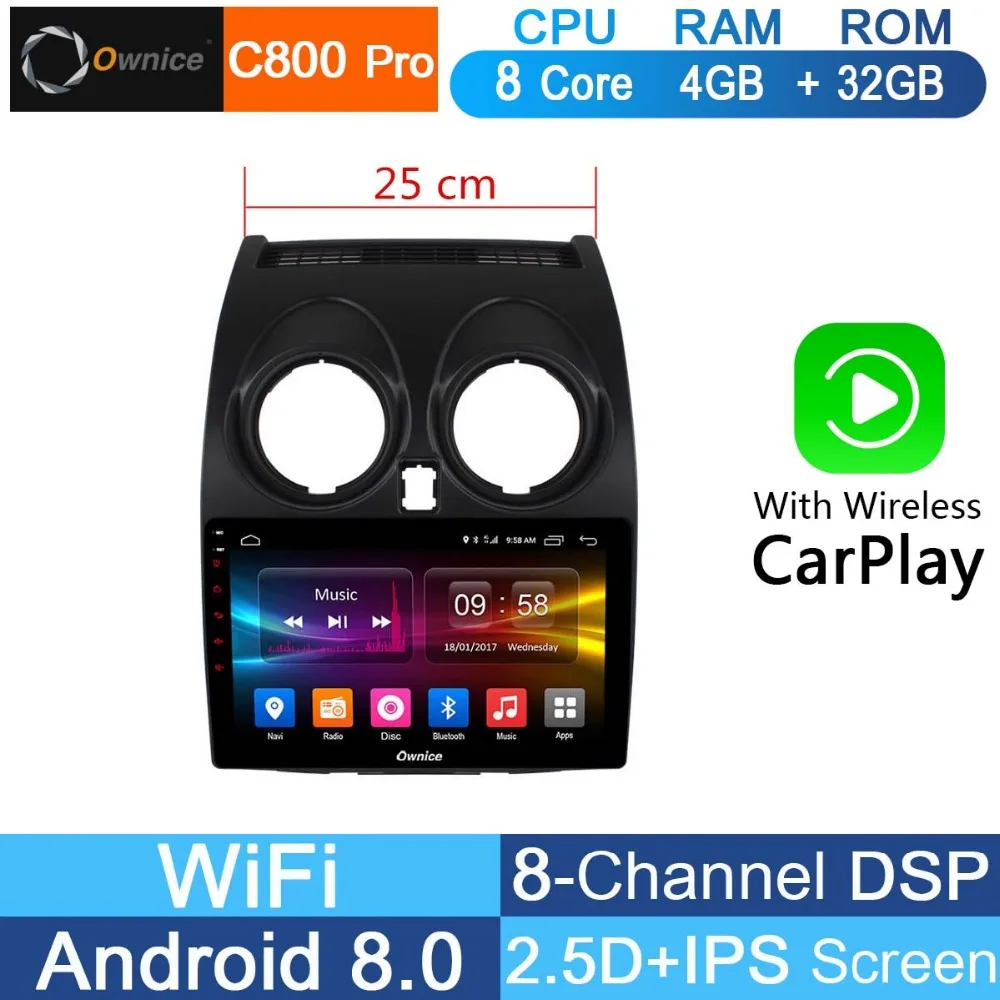 

9" IPS 8 Core 4G+32GAndroid 8.1 Car DVD Player GPS Navigation Radio For Nissan Qashqai 1 2006-2013 J10 Multimedia CarPlay DSP