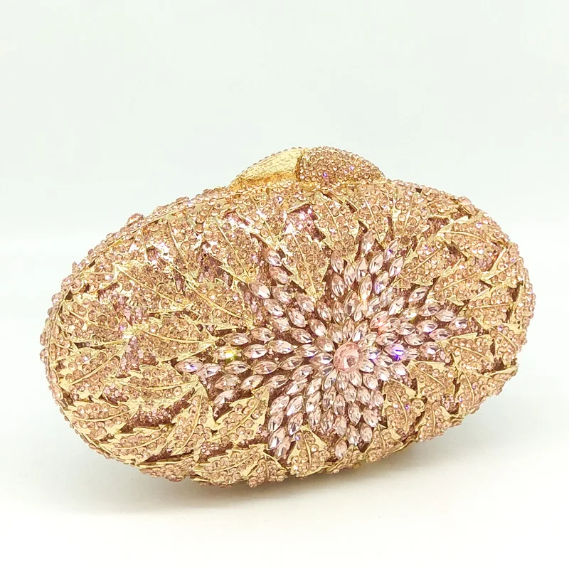 Cristal Sac Évider Sacs Femmes Clutch D'embrayage Minaudière Champagne Mousseux Peach Fleur Mariage Soirée Bag Double Main De Bling À qxnXtC6