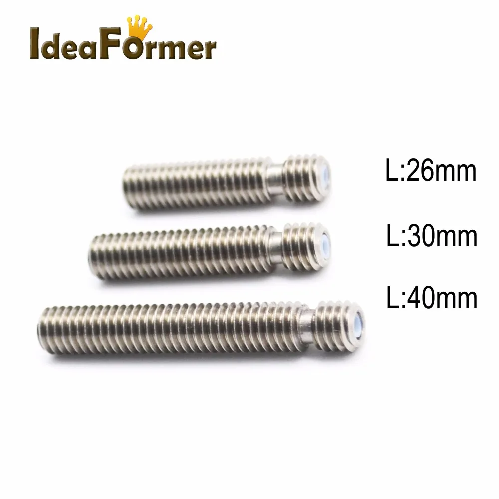 

2pcs RepRap Makerbot V5 3D Printer M6*26 mm 30 mm 40 mm heat break Throat with Teflon tube for 1.75mm Nozzle