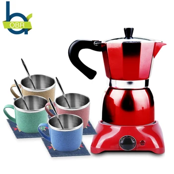 

OBR 14PCS Coffee Tea Cup Set For Spoon & Linen Mat & Stainless Steel Cup & Coffee Pot & Coffee Pot Stove Portable Drinkware