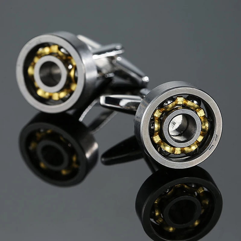 

Free shipping Ball Bearing Cufflinks Functional Rotatable Diversity of Mechanic Vintage Metal Color Bearing Design Cuff Links