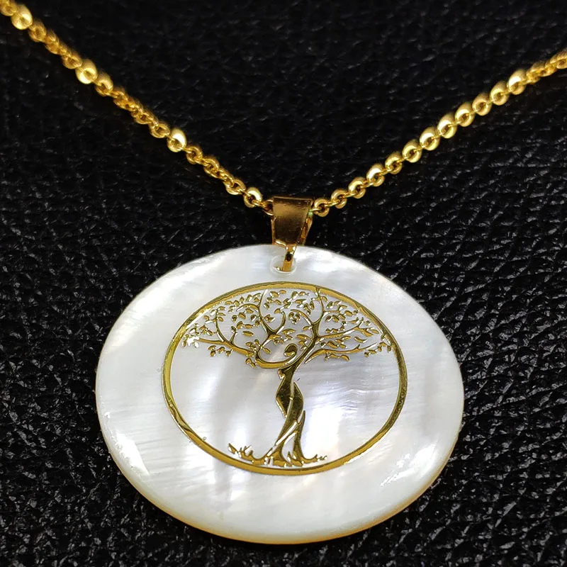 Модное ожерелье из нержавеющей стали с изображением Древа Жизни, женские ожерелья золотого цвета, подвески, ювелирные изделия colgantes mujer moda N1876