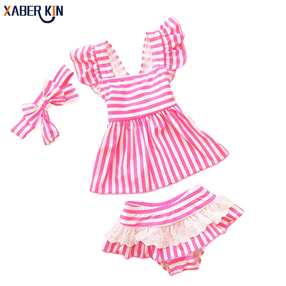 

2017 Bikinis of Gilrs Children Girls Swimsuit Two-Pieces Children's Kids Swimwear Striped Girls Bathing Suits Beachwear K34-CGR1