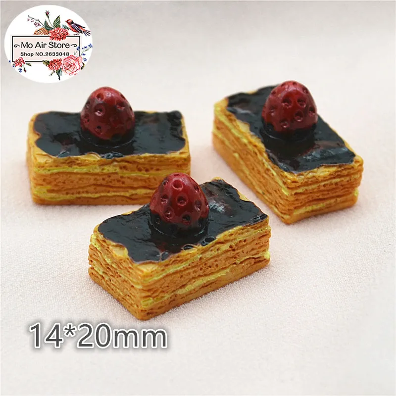 

10PCS 3D Black Forest Cake Resin Flat back Cabochon miniature food Art Supply Decoration Charm Craft
