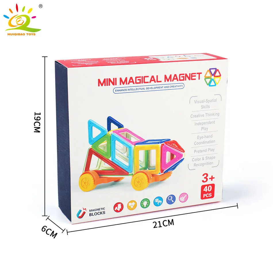 40 шт. магнитные блоки Строительный набор для детей DIY 3D Пластиковые Магнитные плитки кирпичи развивающие строительные игрушки для детей - Цвет: Бургундия
