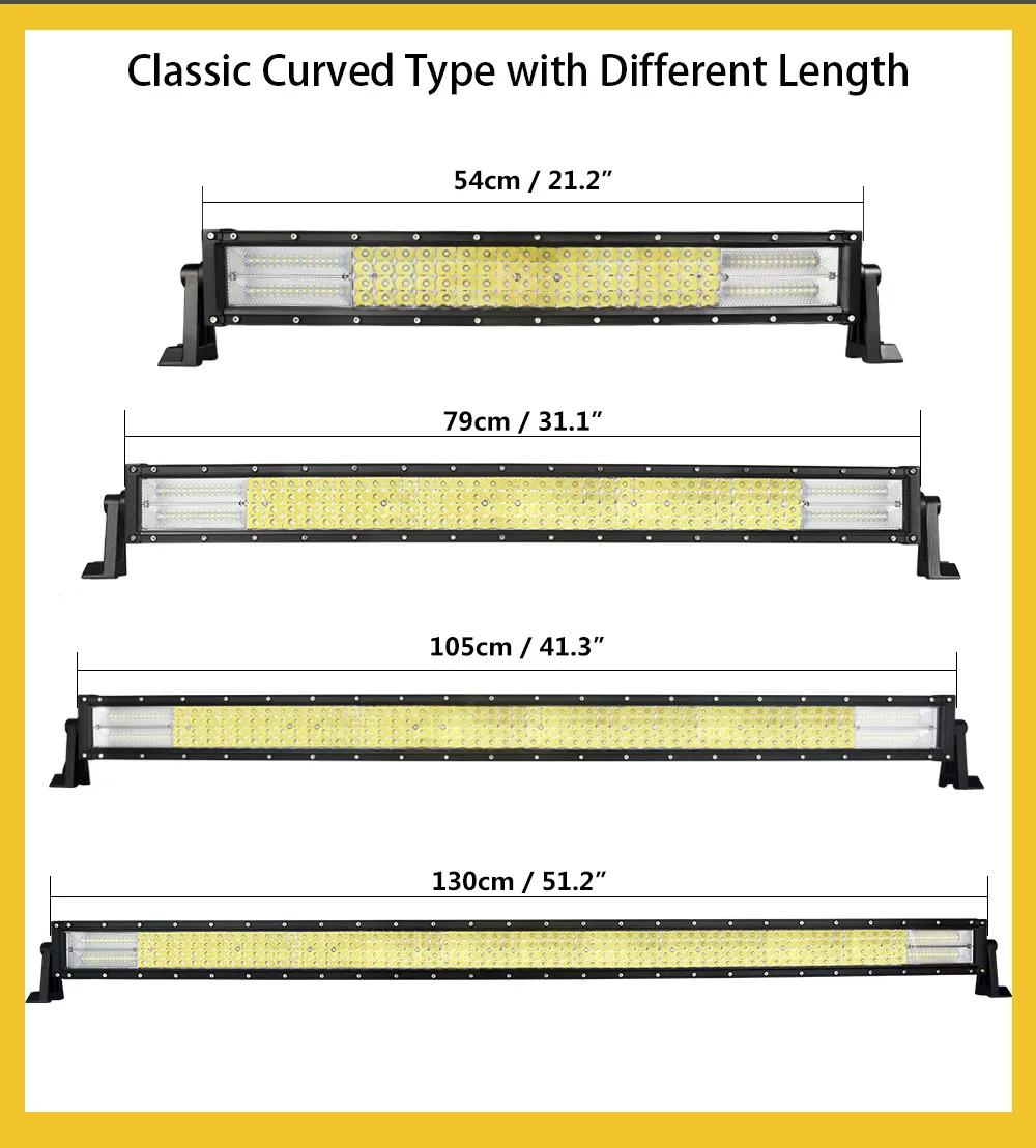 HELLO EOVO 22/32/42 дюймов светодиодный бар изогнутый светодиодный светильник бар для вождения по бездорожью Автомобиль тягач 4x4 внедорожник ATV 12V 24V