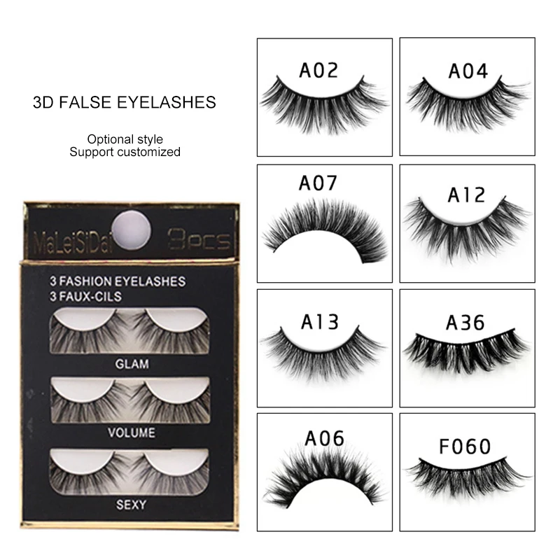 

3d Mink Hair Multi-layer Soft False Eyelashes Natural Nake Makeup 3 Pairs Of Curls Handmade Imported Fiber Eyelashes Party Club