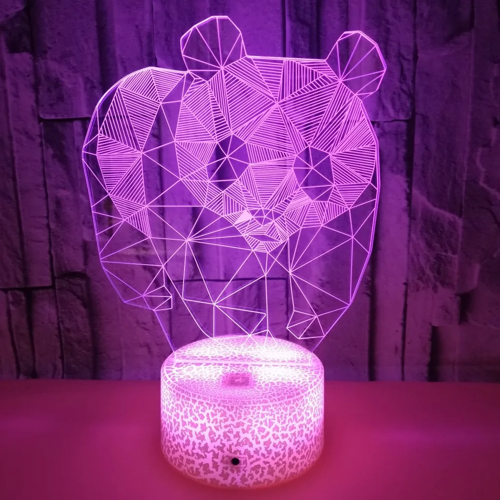 Candeeiros de Mesa para Sala de Estar de Toque Conduziu a Lâmpada de Mesa de Cabeceira Lâmpadas de Fábrica por Atacado Estéreo Panda Colorido Visão Noturna 3d 19 de Toque Estéreo Panda Colorido Visão Noturna