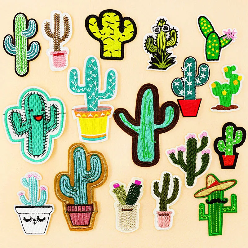 

Cactus Cacti Barbary Fig Iron On Badge Embroidered Applique Sewing Patch Clothes Stickers Garment Apparel Accessories