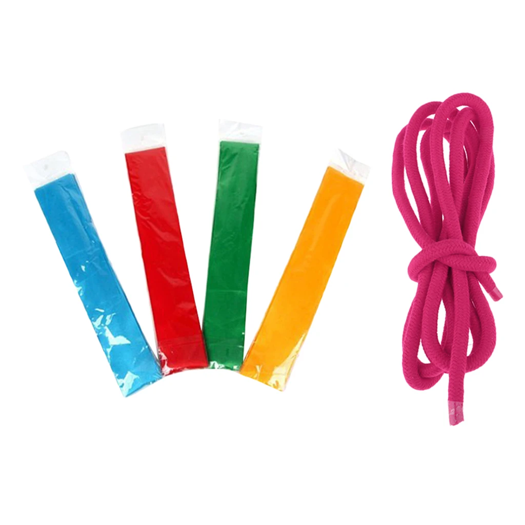 Gymnastics Rope Solid Color Cotton Rope with 4 Pcs Rhythmic Gymnastics Ribbon for Artistic Gymnastics Training