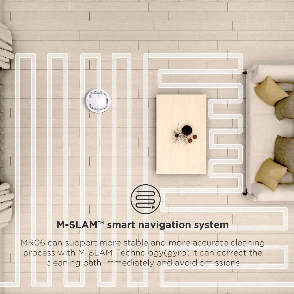 Midea Smart Robot Vacuum Cleaner with Self-Charge,1000PA Suction Power,Remote Control with Multi-Mode,M-SLAM Navigation System