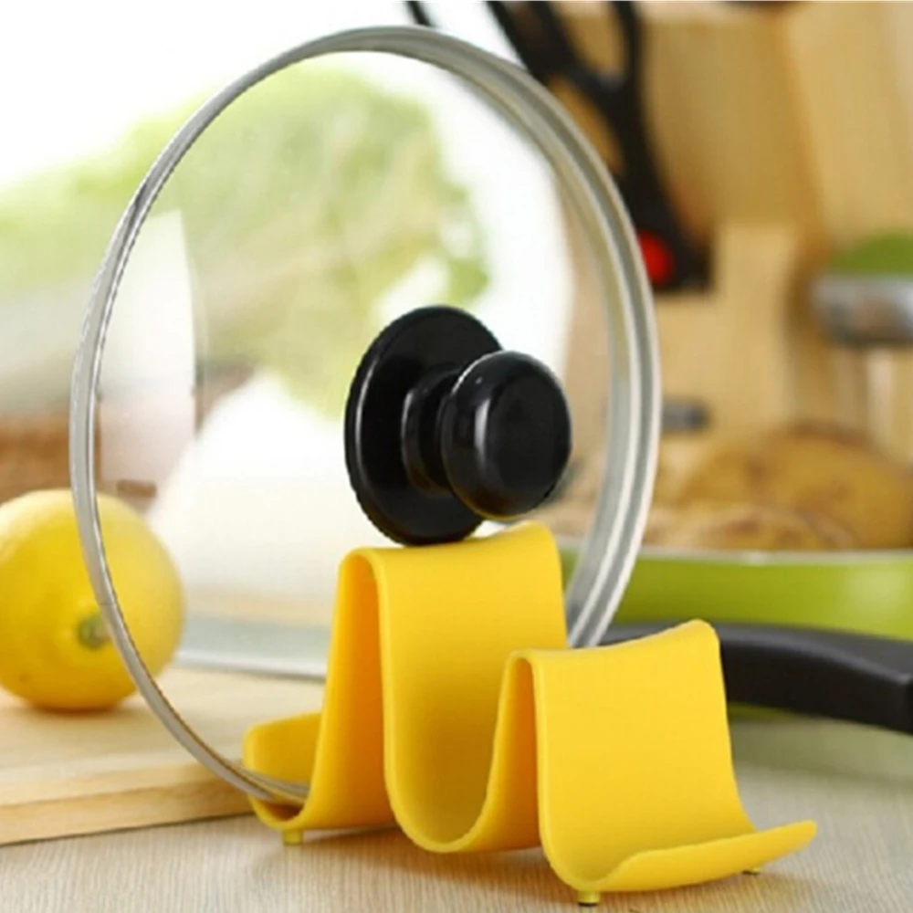 1PCS Plastic Pan Pot Cover Lid Rack Stand Spoon Holder Stove Organizer