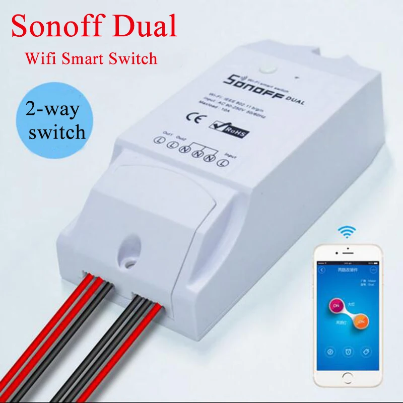  Sonoff Dual 2CH WiFi Smart Switch Wireless Remote Control Timing Smart Home Automation Module 2 Cha - 32773495057