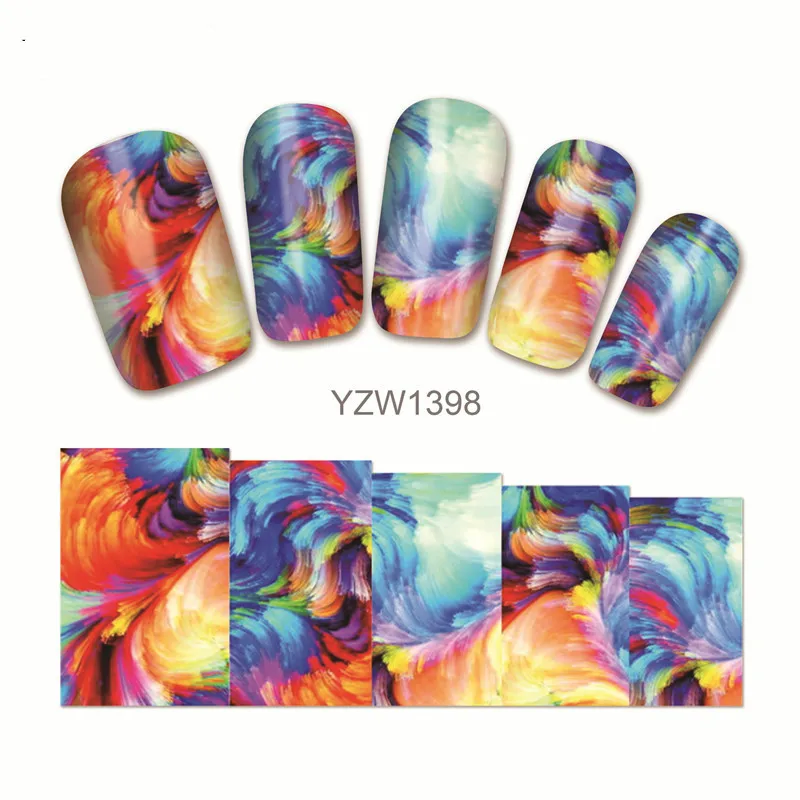 

2 Sheets Butterfly Nail Stickers Watercolor Nail Art Decals Diy 3d Nail Sticker Colorful Beauty Water Transfer Stamping Decor