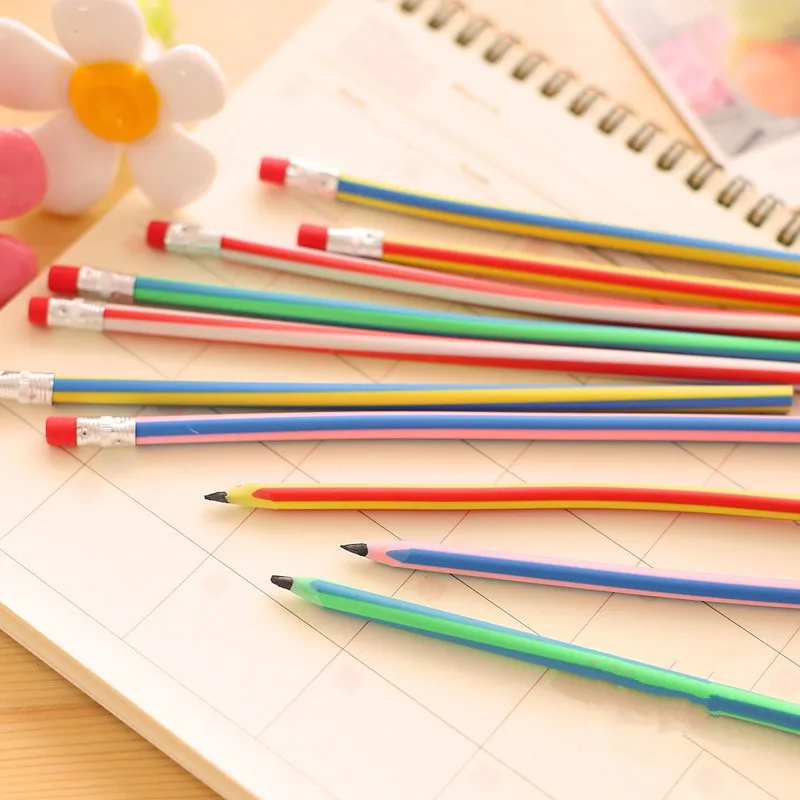5 pcs/lot Colorful Magic Bendy Flexible Soft Pencil With Eraser Stationery Student Colored Pencils School Office Supplies 5 pcs/lot Colorful Magic Bendy Flexible Soft Pencil With Eraser Stationery Student Colored Pencils School Office Supplies