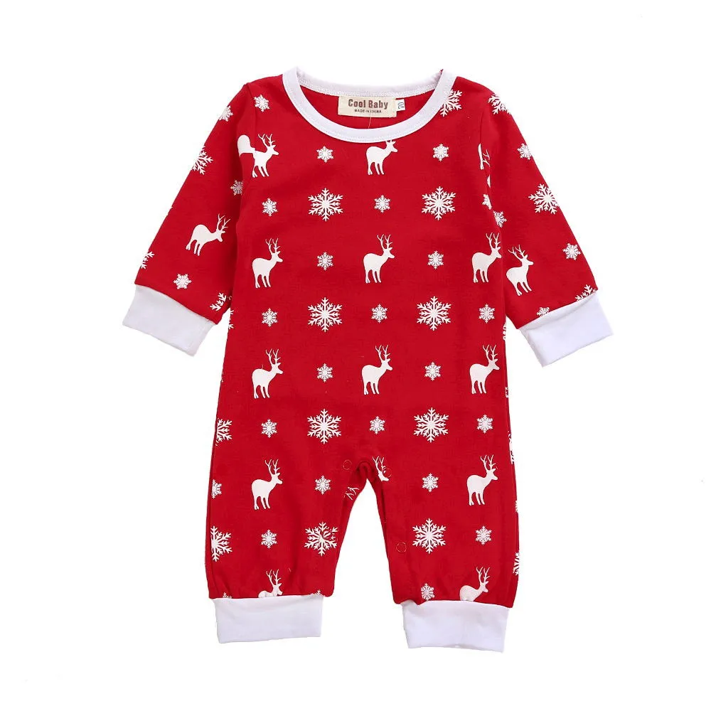 

Toddler Babies Boy Girl Christmas Long Sleeve Deer Print Romper Clothes Printed Jumpsuit Christmas costume for 6M-24M Newborn JD