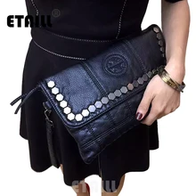 2017 Rock Stud Envelope Clutch Luxury Women Leather Designer Rivet Evening Brand Luxury Hand Bag Studded Small Cross Body Bag