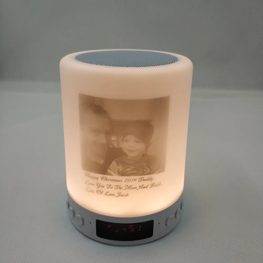  HZFCEW Custom Pattern Colorful Night Light Smart Portable Wireless Bluetooth Speaker Touch Control  - 32970974461