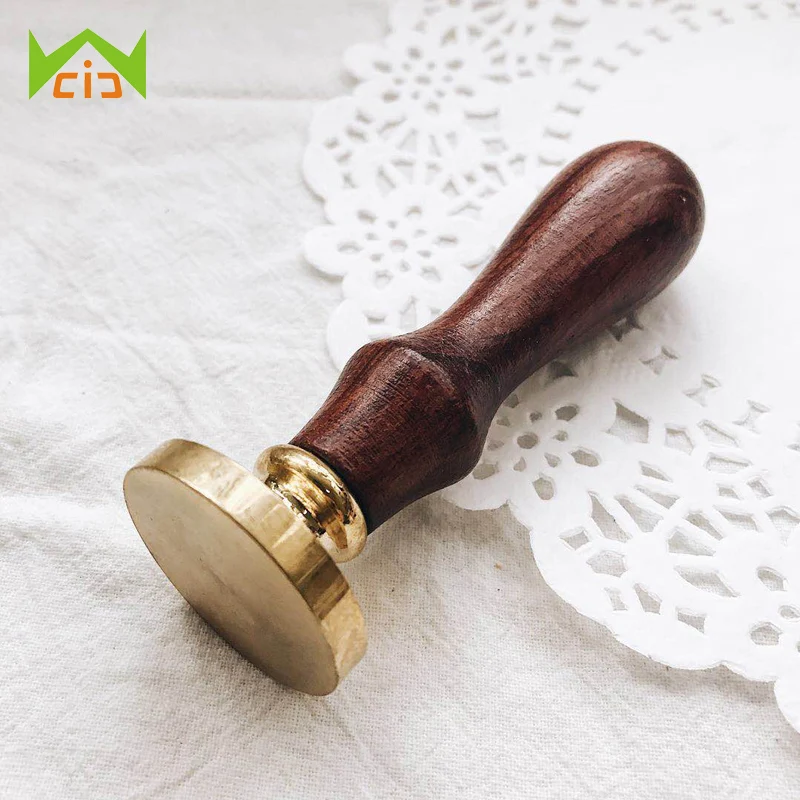 

WCIC Brass head wax sealing stamp 25/30 mm, square / round metal stamp, Exquisite stamp wooden handle