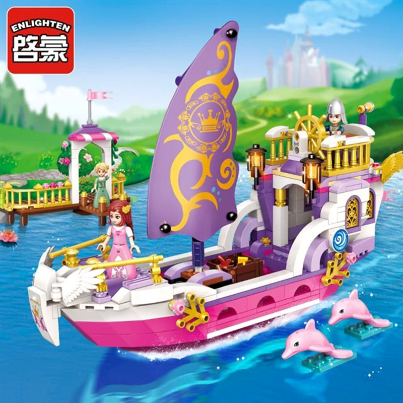 2609 ENLIGHTEN City Girls Princess Pleasure Boat Ferry Building Blocks наборы кирпичей модель Детские Подарочные