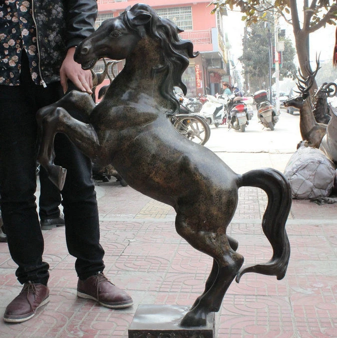 

39" Huge Old China Fengshui Bronze Copper Success Running Tang Up Horse Statue
