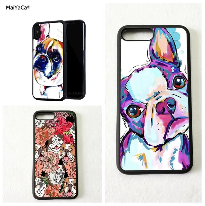 boston terrier bulldog dog soft edge phone cases for