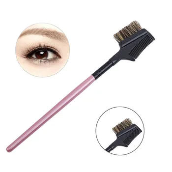 

1PC Multiple Colors Optional Eyebrow Eyelashes Double Comb Extension Brush Pig Hair + Plastic Cosmetics Makeup Tools
