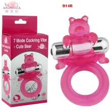 Aphrodisia 7 Модель Cockring Vibe-Милый Медведь Продукты Секса игрушки для взрослых Горячей точки G Vibe Вибрационный Петух Кольца Резиновые Продукты Секса