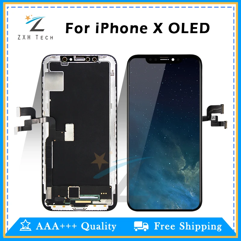

For iPhone X LCD Touch Screen No Dead Pixel OLED OEM Panel Assembly For iPhone X LCD Display Replacement With Camera Ring Holder