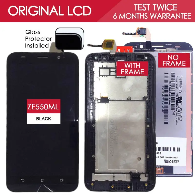 Original TESTED TFT IPS 1280x720 Display For ASUS Zenfone 2 ZE550ML LCD Touch Screen With Frame