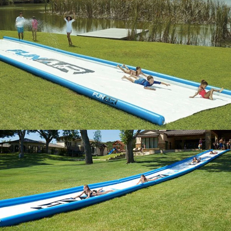 

Free shipping long slip kids slide inflatable water games with air pump for family on sale