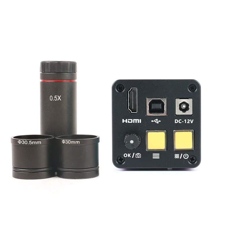  USB HDMI Digital Eyepiece Video Microscope Camera TF Card Video Recorder 0.5X Eyepiece Adapter Lens