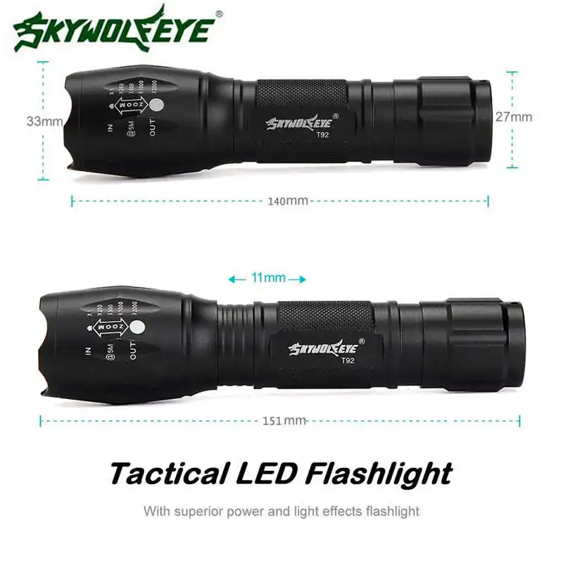 SKYWOLFEYE G700 X800 BYB ShadowHawk Flashlight Led Tactical Zoom Super Bright torch flashlight t6 led flashlight 18650 #4S5 (8)