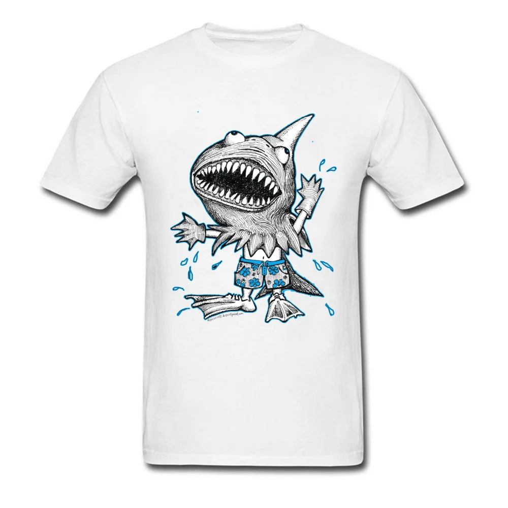 Classic Man Tops & Tees Land Shark Halloween Costume Top T-shirts Cotton Round Collar Short Sleeve T-Shirt Printed On Land Shark Halloween Costume white