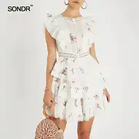 SONDR 2019 Spring Sleeveless Dresses Women High Waist Backless Lace Up print Mini Dress Female Sweet Style Fashion